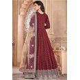 thumbnail image 4 of Graceful Pakistani Maroon Silk Anarkali Suit with Hand Embroidery – XL Size | Party & Wedding Wear, 4 of 4