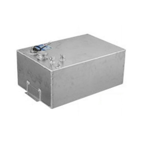 RDS Tanks Auxiliary Fuel Tank 62533 DOT Approved; Gasoline or Diesel; 18 Gallon Capacity; Rectangle; Smooth Mill Finish; Aluminum; Chrome Cap; With Vented Fill Cap And Dual Withdrawal Tubes
