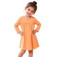 thumbnail image 4 of Bysome Girls Dress Solid Color Long Sleeve Crew Neck Dresses Comfortable Girls Dress Size 5-6 Years Orange, 4 of 4