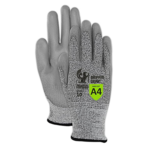 MAGID Polyurethane Coated ANSI Level A4 Cut-Resistant Firm Grip Work Gloves, 12 Pairs, Size 7/Small, GPD452