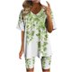 thumbnail image 1 of Blusas para las Mujeres Casual, Cuello en V de Manga Corta Impresa Superior Y Suelto Pantalones Cortos, Conjuntos de Moda de Verano, 1 of 4