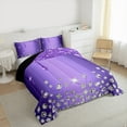 thumbnail image 3 of Feelyou Chic Bling Diamond Full Size Comforter Sets, Purple Sequin Print Bedding Comforter Set, Modern Fashion Reversible Bedding Sets, Luxury Bedroom Decor, 3pcs, 3 of 8