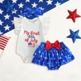 thumbnail image 2 of Paguaki Baby Girl 4th of July Outfits Independence Day Cute Print Short Sleeve Top Skirt Headband 3-Piece Set, 2 of 4