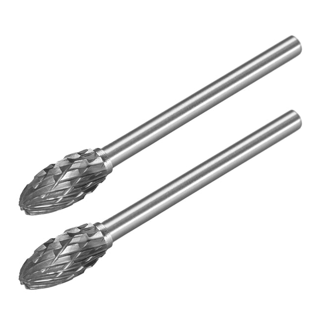 Fresas de carburo de doble corte, fresas rotativas en forma ovalada con vástago de 1/8" y cabeza de 1/4" para muelas de die, 2 piezas