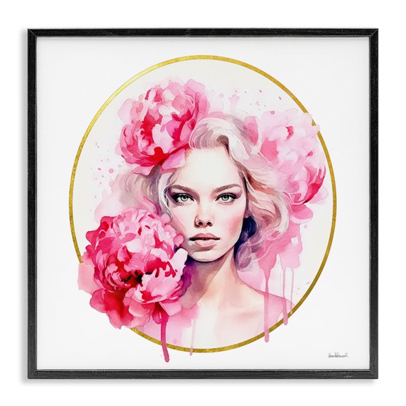 Stupell Industries Shabby Chic Girl with Carnations Portrait Black Framed Giclee Art, 17 x 17, by Amanda Greenwood