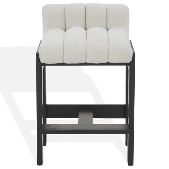 Safavieh Delphini Wood Counter Stool in Ivory / Black