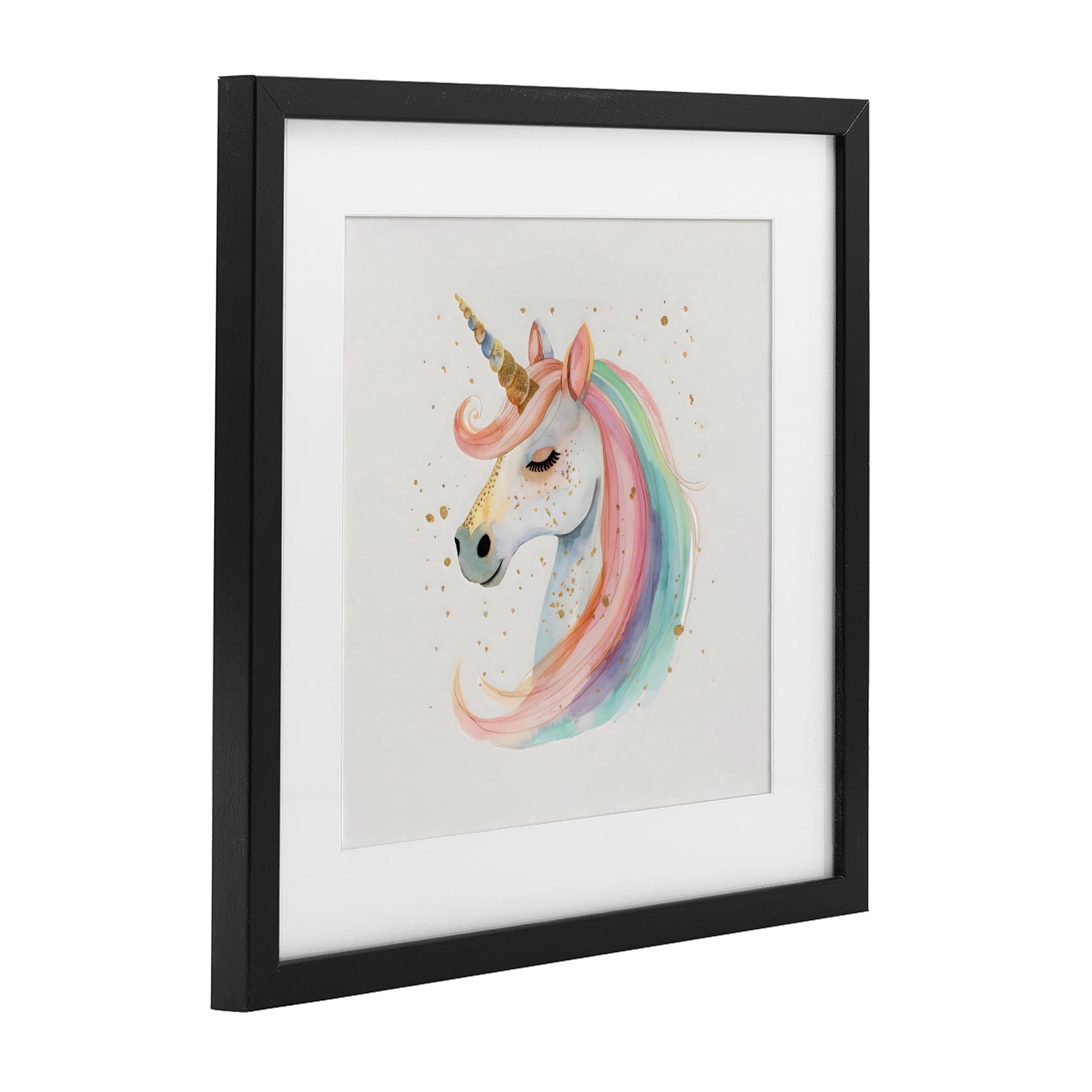 Stupell Industries Gold Accented Unicorn Black Framed Print Under Glass, design by Creative Studio