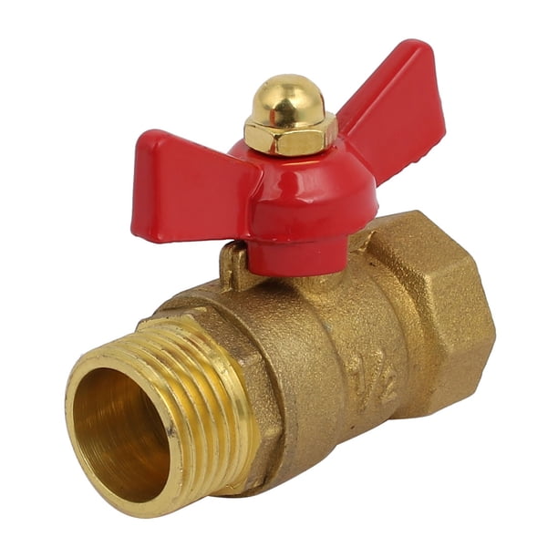 Conector de válvula de bola con mango en T de rosca macho a hembra de 1/2 BSP