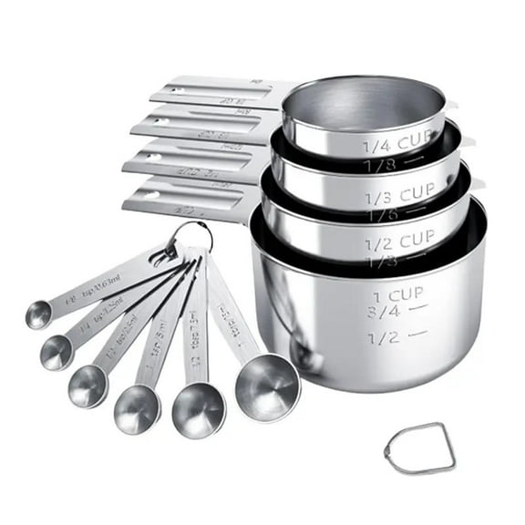 10 PCS Stainless Steel Measuring Cups Set,Includes 4 Stainless Steel Measuring Cups, 6 Measuring SpoonsKitchen Gadgets for Cooking & Baking