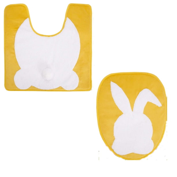 Alfombra De Baño Con Conejito Blanco De Pascua, Cubierta Para El Asiento Del Inodoro, Suave, Antideslizante, Absorbente, Lavable En La Ducha, Decorativa Para El Hogar