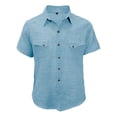 thumbnail image 6 of Mens Linen Shirt Casual Short Sleeve Button Down Shirts Summer Beach Vacation Tops Cyan S, 6 of 6