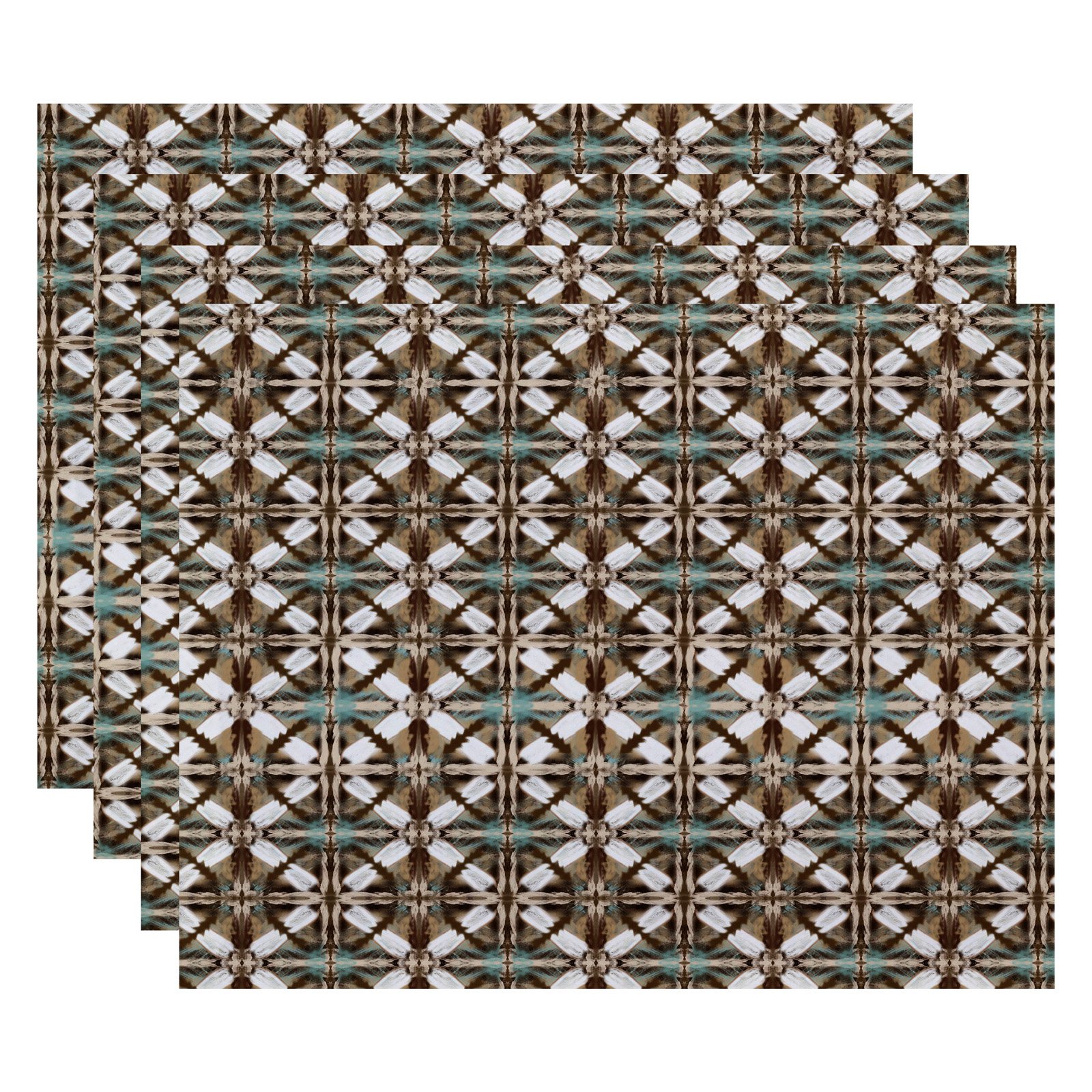 Simply Daisy 18" x 14" Beach Tile Geometric Print Placemat, Set of 4