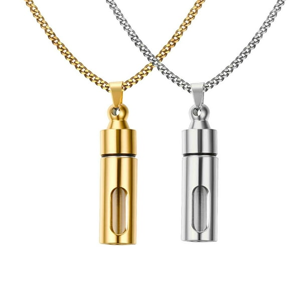 2 collares con medallón para urna de cremación, con forma de medallón, que se abren para el cabello, joyas conmemorativas de recuerdo. plata + oro