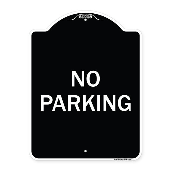 SignMission A-DES-BW-1824-9947 18 x 24 in. Designer Series Sign - No Parking, Black & White