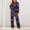 thumbnail image 2 of Picia Ornate Purple Floral Vase Pattern Women’s Long-Sleeve Sleepwear Set - Soft 2-Piece Loungewear with Pockets, Comfy PJs for Relaxing Nights-Large, 2 of 7