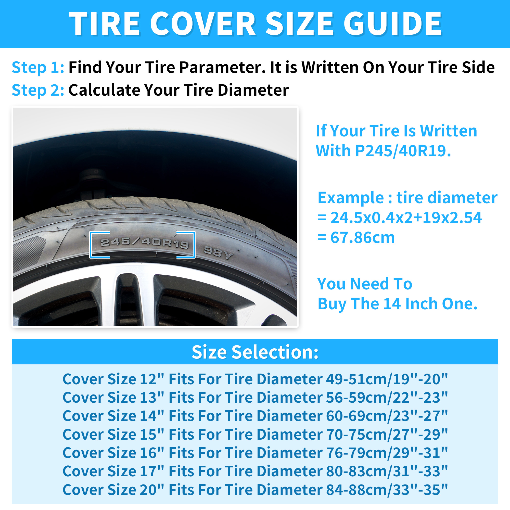 Unique Bargains Car Spare Tire Cover 26.8in Universal Fit Trailer RV SUV 16 in