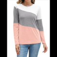 thumbnail image 3 of Blusas de Bloque de Color para Mujer, Estilo Túnica Informal de Larga con Cuello Redondo, Tipo Jersey. Rosa L, 3 of 8