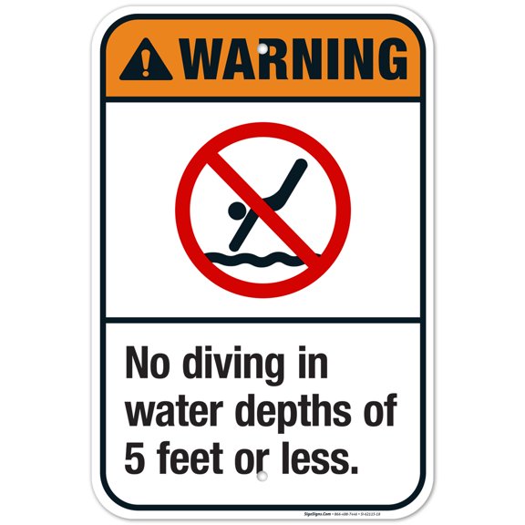 New Jersey Warning No Diving Sign, Complies With State Of New Jersey Pool Safety Code, 12x18 Aluminum