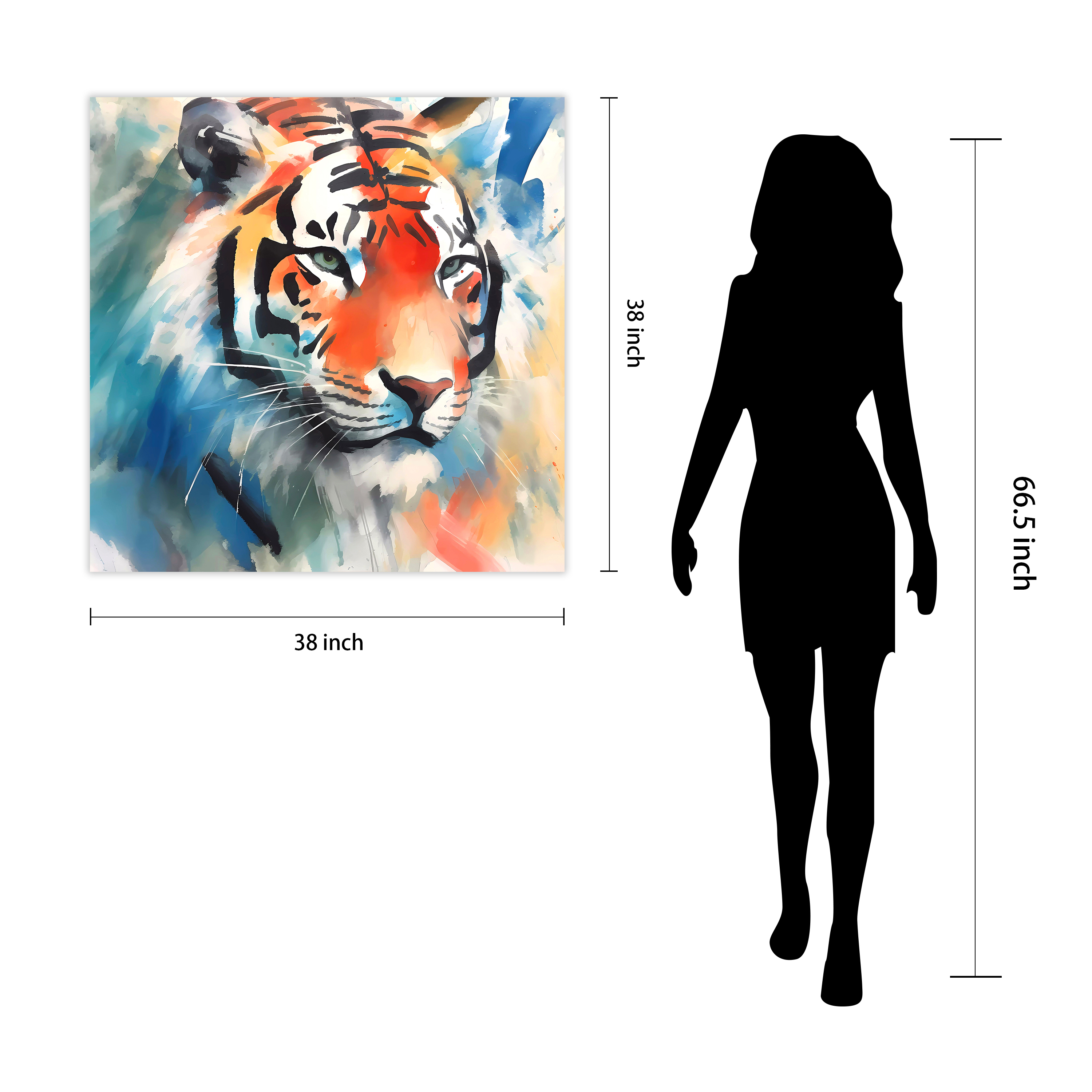 "Regal Strength II" Tiger Frameless Free Floating Reverse Printed Tempered Art Glass Wall Art