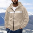 thumbnail image 2 of YUGYXL Mens Zip Up Fleece Lined Reflective Hoodies Sweatshirts Outdoor Workout Loose Pullover Tops with Pockets Beige Jacket, 2 of 9