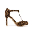 thumbnail image 3 of BLISSFUL STEP Chaussures pour Femmes Bout Rond Talon Aiguille Sandales à Bride en T Léopard 5.5, 3 of 7