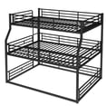 thumbnail image 6 of Morufur Triple Bunk Bed, Full XL Over Queen Over Queen Metal Bunk Bed Frame with Guardrails & Ladders, Heavy-Duty 3-Tier Bunk Beds for Teens Adults, No Box Spring Needed, Black, 6 of 8