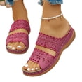 thumbnail image 3 of Slides for Women Summer Women's Slide Sandals Slippers Plus Size Carving Wedge Heel, Red-41, 3 of 6