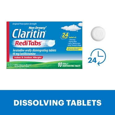 Claritin RediTabs 24 Hour Non-Drowsy Allergy Medicine, Loratadine Antihistamine Tablets, 10 Ct