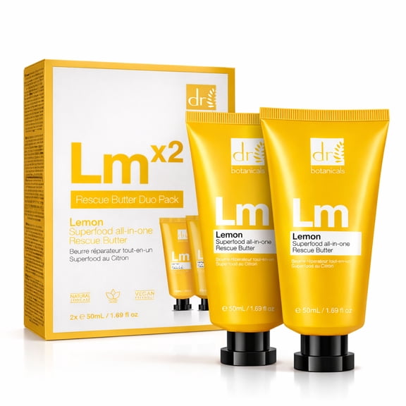 Dr Botanicals Superfood Easy Application Dry Skin Relief Lemon Body Butter with Two 100ml Containers, 2 Pack