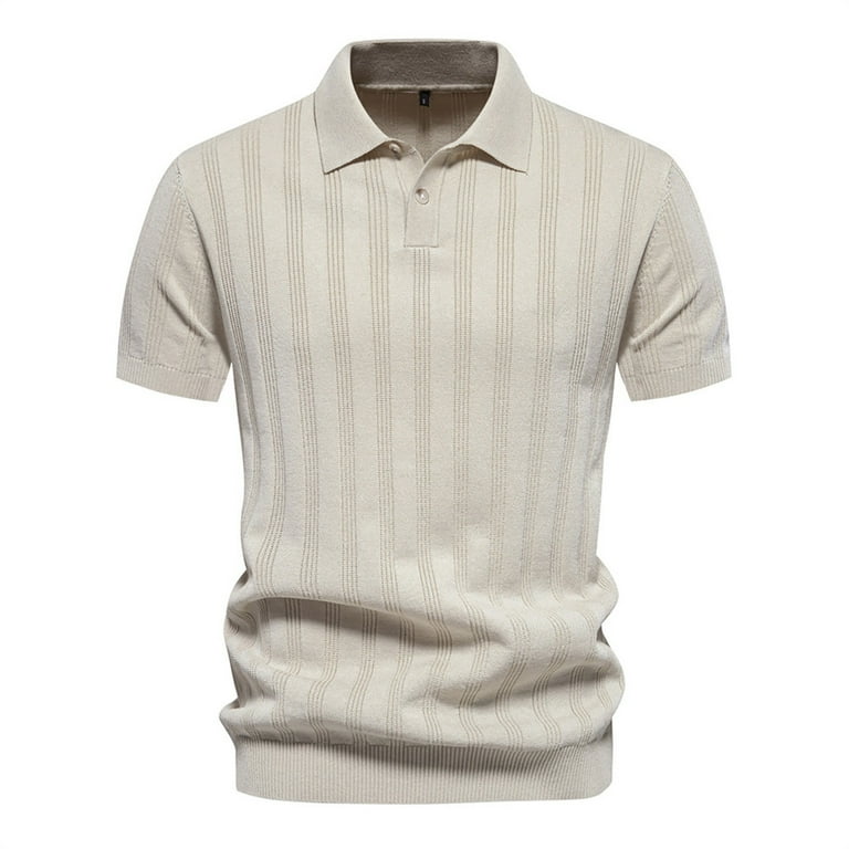 トップス Ribbed jersey polo shirt Perry Ellis Vertical Ribbed Quarter-Zip Short Sleeve Polo