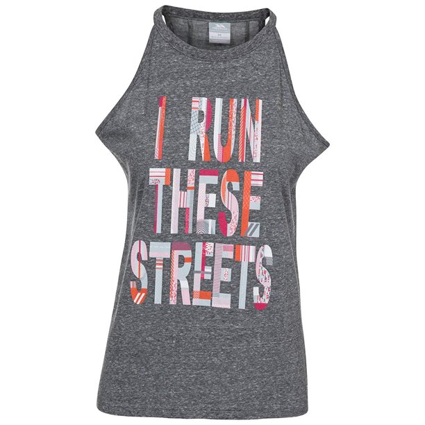 Trespass - Camiseta Sin Mangas Streets para Mujer (Negro Jaspeada)