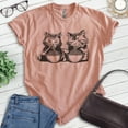 thumbnail image 2 of Cats Eating Ramen T-shirt, Unisex Women's Men's Shirt, Cute Cat Eating Ramen Noodles Funny Kitten, Heather Sunset, Large, 2 of 6