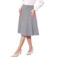 thumbnail image 4 of INSPIRE CHIC A-Line Midi Pleated Skirt for Women's Vintage Work High Waist Flare Business Skirts M Gray, 4 of 5