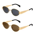 thumbnail image 1 of Gafas de Sol Retro Ovaladas BUTABY Oro Gris y Oro Marrón UV400, 1 of 6