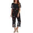 thumbnail image 3 of Ekouaer Women's Two Piece Lounge Set Short Sleeve Shirt and Capri Pants Mumu Pajama with Pockets Loungewear Pjs Sets, 3 of 7
