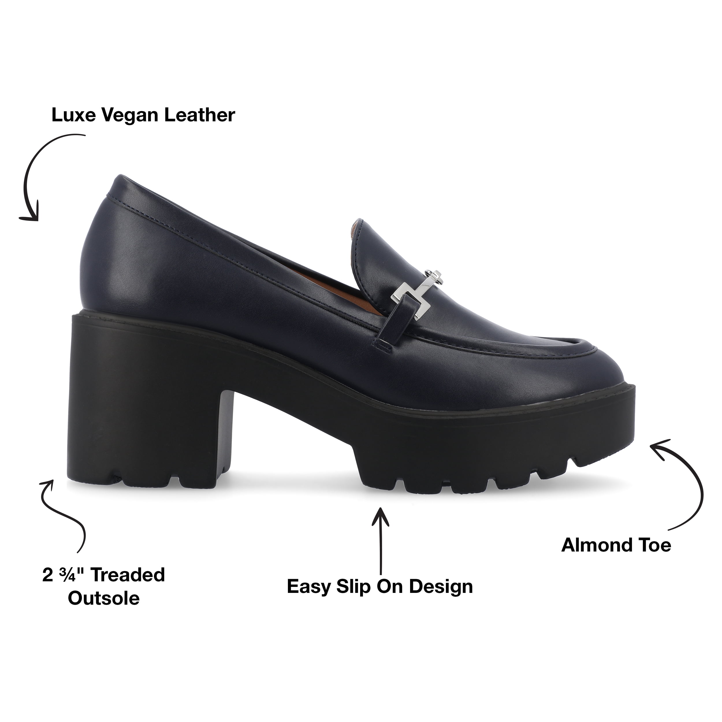 Journee Womens Kezziah Loafer Style Lug Outsole Platform Pumps, Widths Available