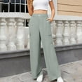 thumbnail image 5 of Wdfiry Cargo Pants for Women Plus Size Wide Leg High Waist Cargo Pants Casual Button Elastic Waist Pockets Long Pants, 5 of 8
