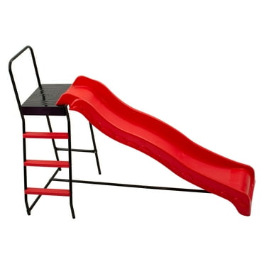 Trampoline Step N Slide - Kids Outdoor Trampoline Ladder and Wave-Style