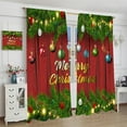 thumbnail image 5 of Christmas Curtains, Color Xmas Balls Green Pine Leaves New Year Red Print Window Treatment for Living Room Bedroom Kitchen Drapes 2 Panel Sets, 84x84 Inch, 5 of 7