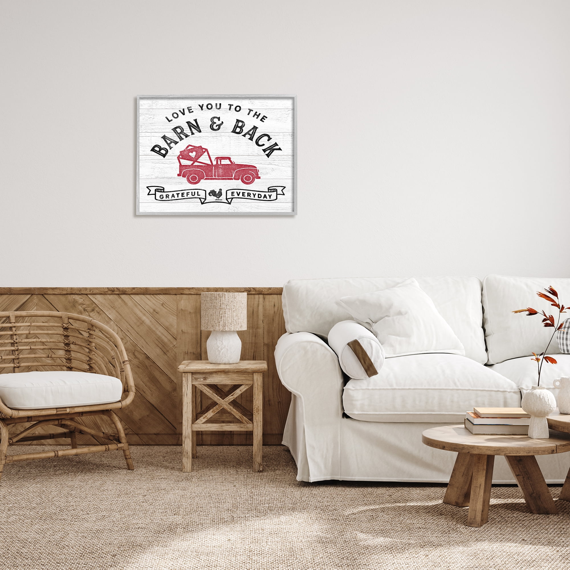 Stupell Industries Farmhouse Love You Phrase Inspirational Painting Gray Framed Art Print Wall Art, 30 x 24
