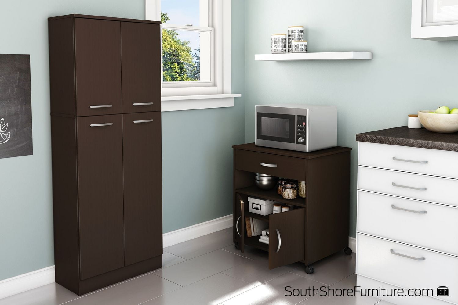 Rangement à micro-ondes sur roulettes collection Fiesta de Meubles South Shore