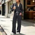 thumbnail image 2 of Two Piece Sets for Women Fashion Lounge Sets for Women Travel Vacation Fall Womens Lounge Set Button Snap Mock Sweatshirt and Wide Leg Pant Sweatsuits M, 2 of 4