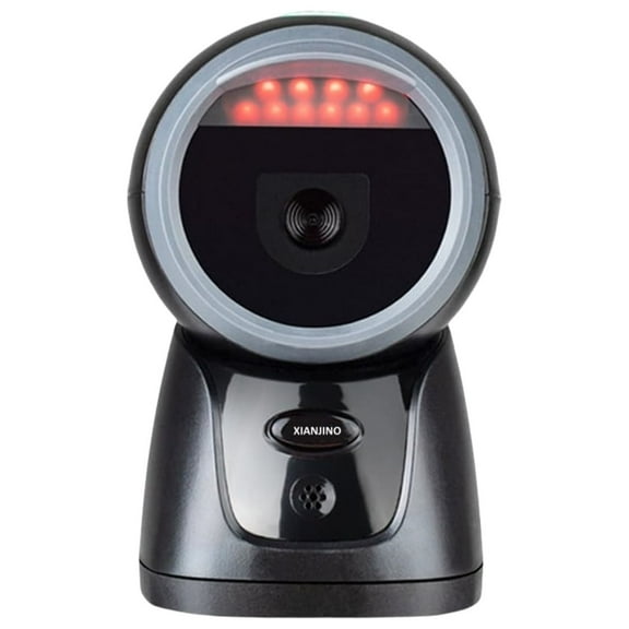 XIANJINO 2D QR Omnidirectional Desktop Barcode Scanner Stable Hands Free USB Wired Platform Bar Code Reader for POS System Supermarket Retail Store Shop Warehouse Screen Payment
