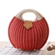 thumbnail image 1 of Granjero Gordo Bolso de mano tejido y bolsas de cosméticos, bolso de mano tejido elegante de playa de verano, bolso de hombro de 6,39 x 6,7 x 6,39 pulgadas (rojo), 1 of 4