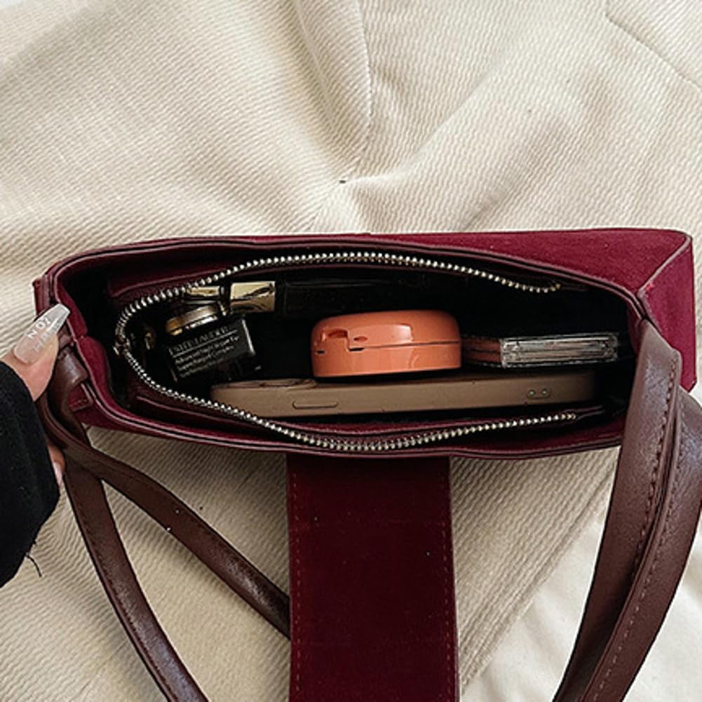 Zhengup Suede Purse Handbag Evening Bag for Women Crescent Satchels Shoulder Bag Crossbody Purse Top-handle Tote Party Shopping