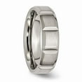 thumbnail image 4 of Grey Titanium Ring Band Wedding 6mm Grooved Satin and Polished, 4 of 6
