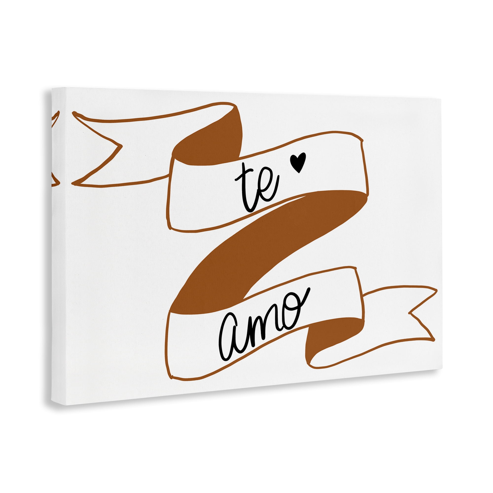 Stupell Industries Te Amo con Cinta Inspirational Quotes & Sayings Painting Wrapped Canvas Art Print Wall Art, 45 x 30