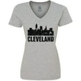 thumbnail image 3 of Inktastic Cleveland Skyline Grunge Women's V-Neck T-Shirt, 3 of 5