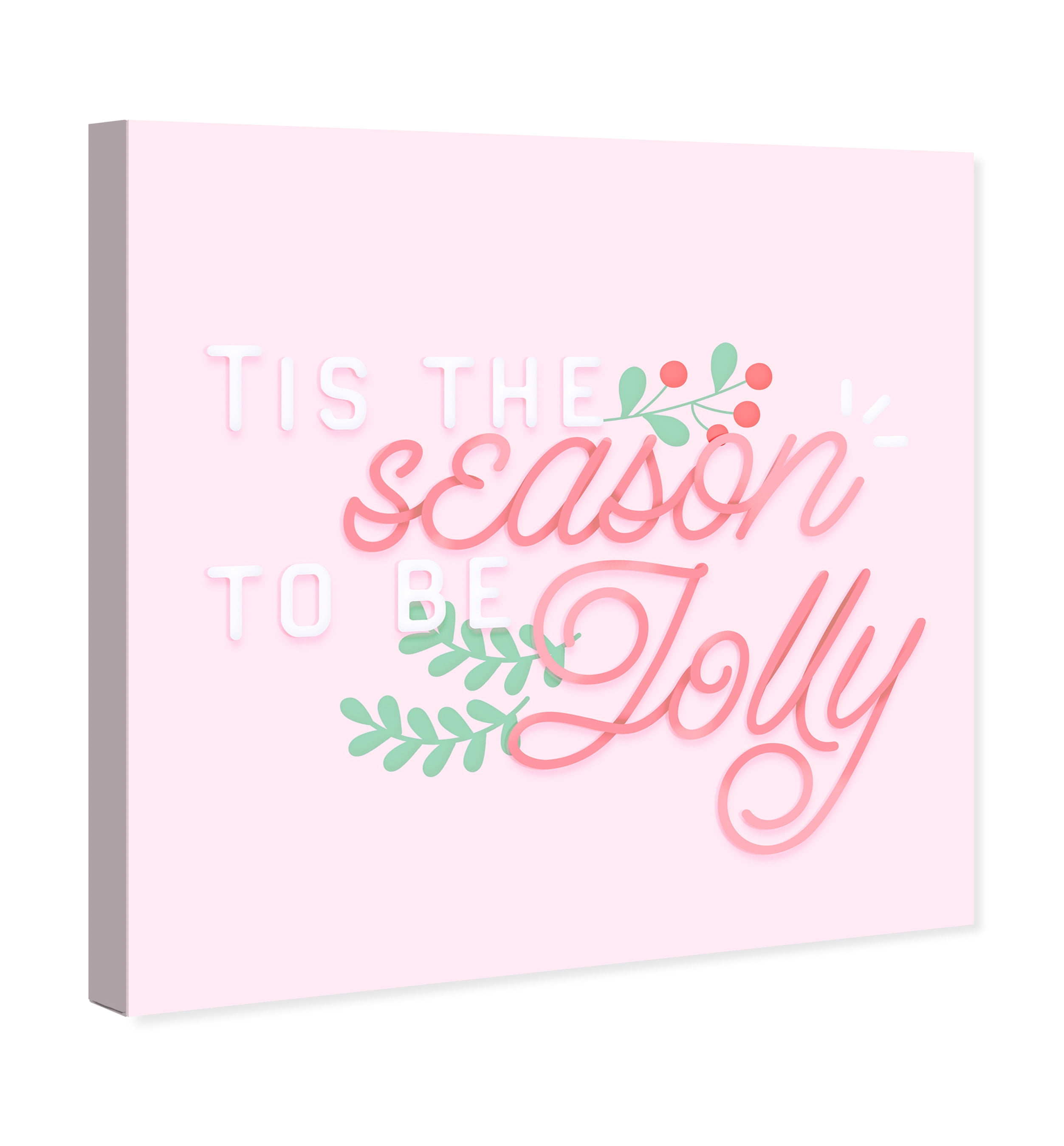 Wynwood Studio Holiday and Seasonal Wall Art Canvas Prints 'Jolly Pastel' Christmas Home Décor - Red, Pink, 30" x 30"