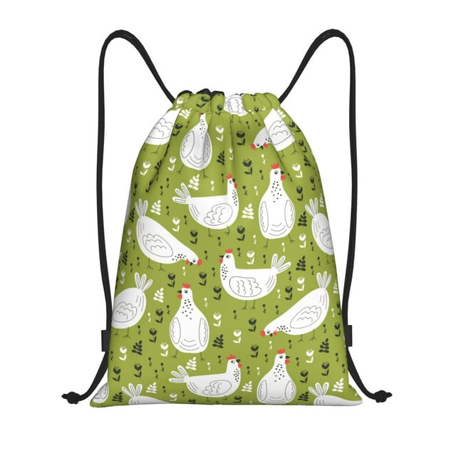 Saiise Lovely Chickens Pattern Sports Drawstring Backpack - String Swim Gym Bag with Wet Proof Pocket for Women&Men-Small